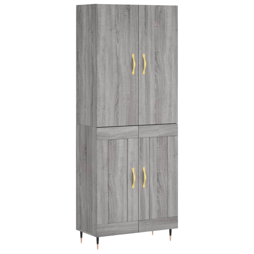 Highboard Grau Sonoma 69,5x34x180 cm Holzwerkstoff
