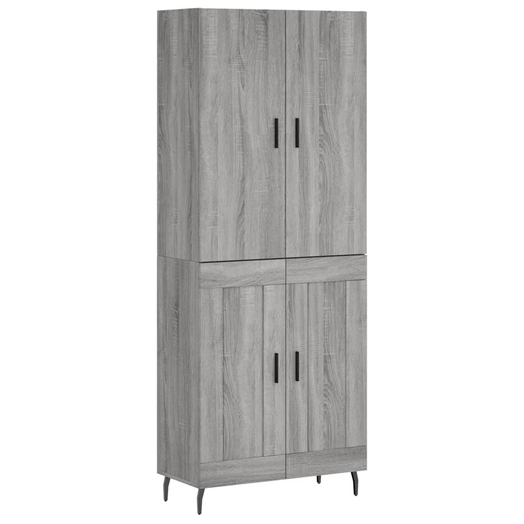Highboard Grau Sonoma 69,5x34x180 cm Holzwerkstoff