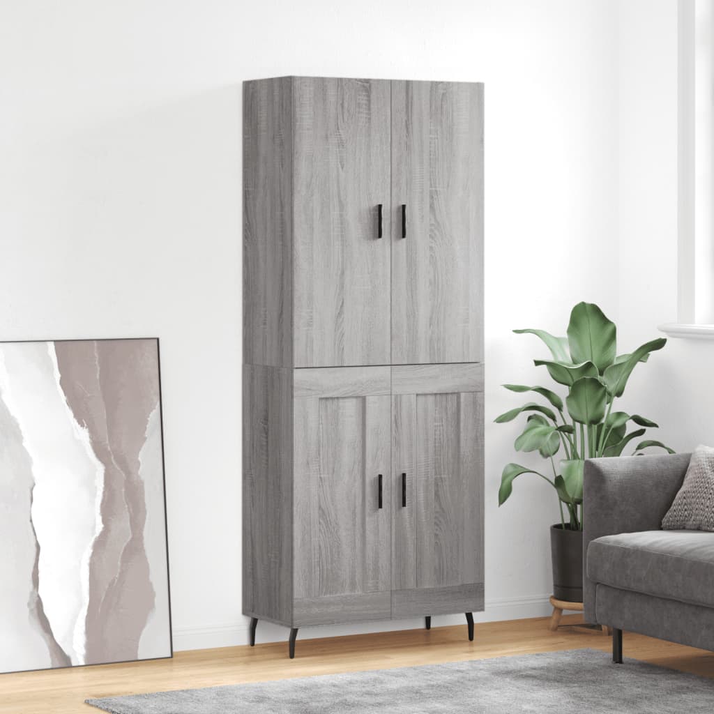 Highboard Grau Sonoma 69,5x34x180 cm Holzwerkstoff