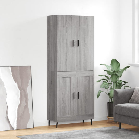 Highboard Grau Sonoma 69,5x34x180 cm Holzwerkstoff