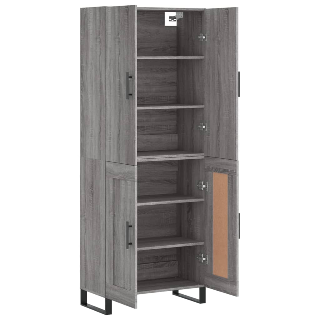 Highboard Grau Sonoma 69,5x34x180 cm Holzwerkstoff