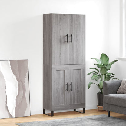 Highboard Grau Sonoma 69,5x34x180 cm Holzwerkstoff