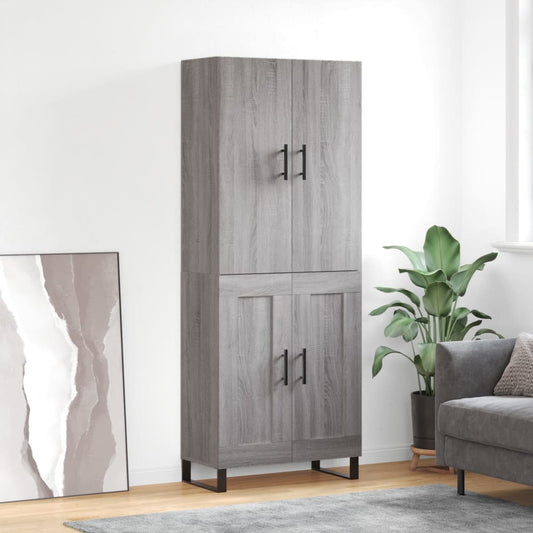 Highboard Grau Sonoma 69,5x34x180 cm Holzwerkstoff