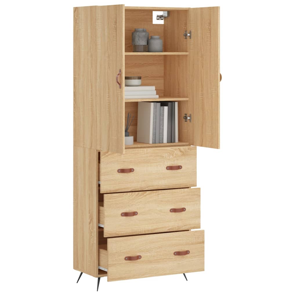 Highboard Sonoma-Eiche 69,5x34x180 cm Holzwerkstoff