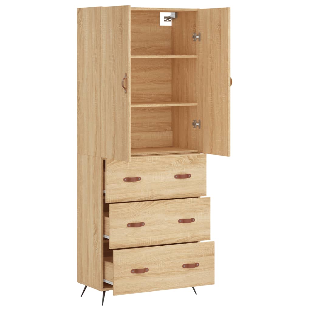 Highboard Sonoma-Eiche 69,5x34x180 cm Holzwerkstoff