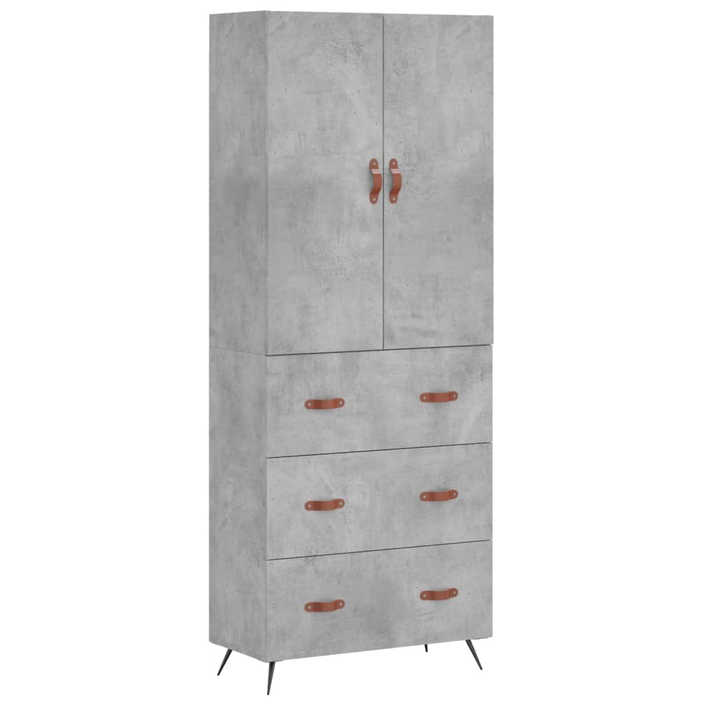 Highboard Betongrau 69,5x34x180 cm Holzwerkstoff