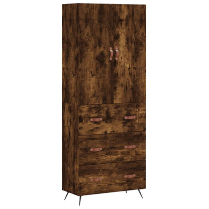Highboard Räuchereiche 69,5x34x180 cm Holzwerkstoff