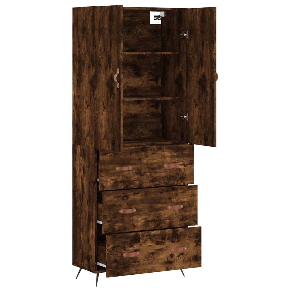 Highboard Räuchereiche 69,5x34x180 cm Holzwerkstoff