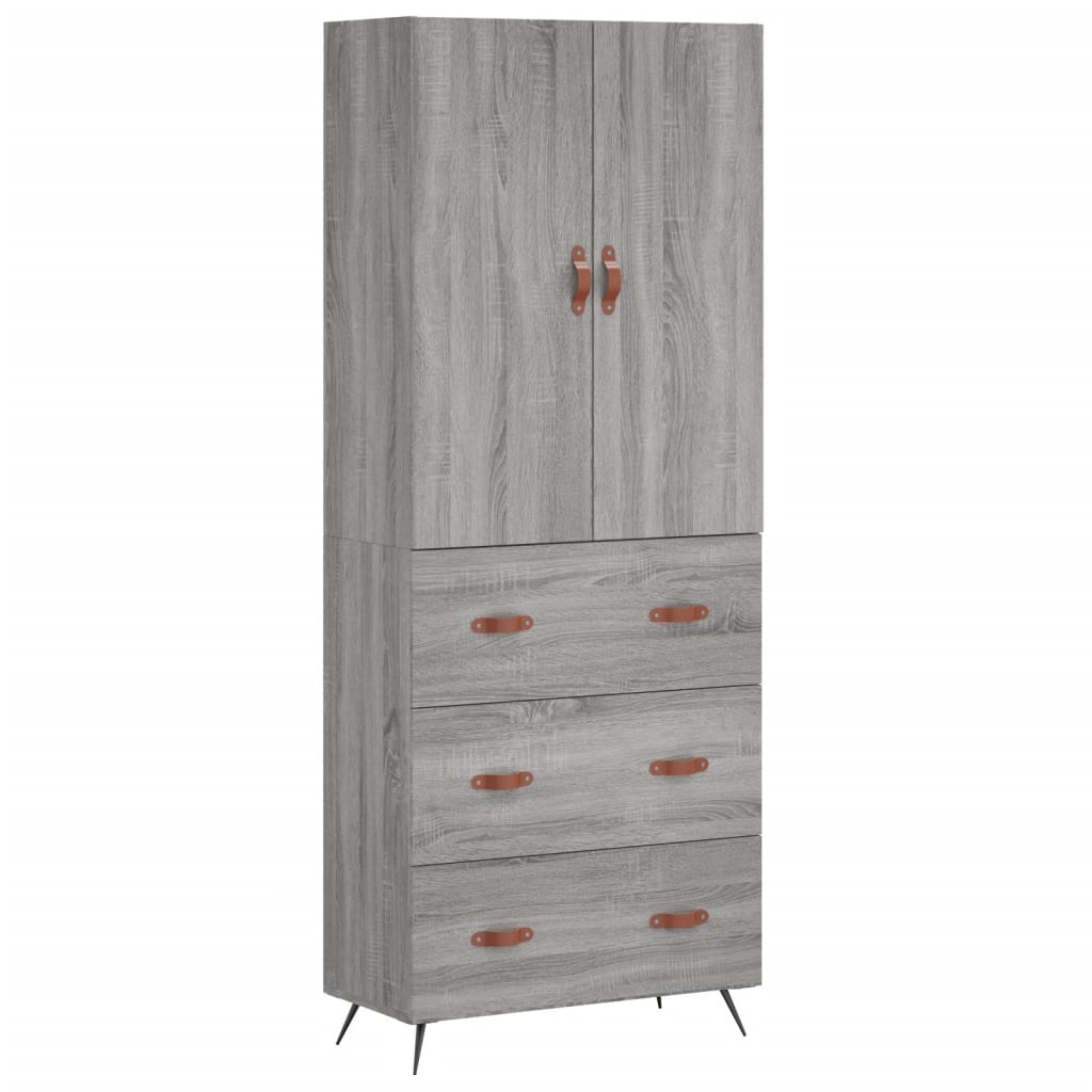 Highboard Grau Sonoma 69,5x34x180 cm Holzwerkstoff
