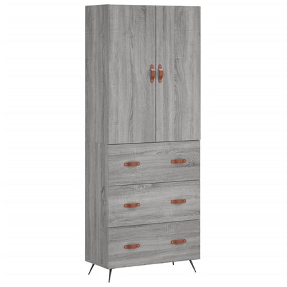 Highboard Grau Sonoma 69,5x34x180 cm Holzwerkstoff