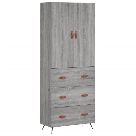 Highboard Grau Sonoma 69,5x34x180 cm Holzwerkstoff