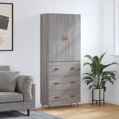 Highboard Grau Sonoma 69,5x34x180 cm Holzwerkstoff