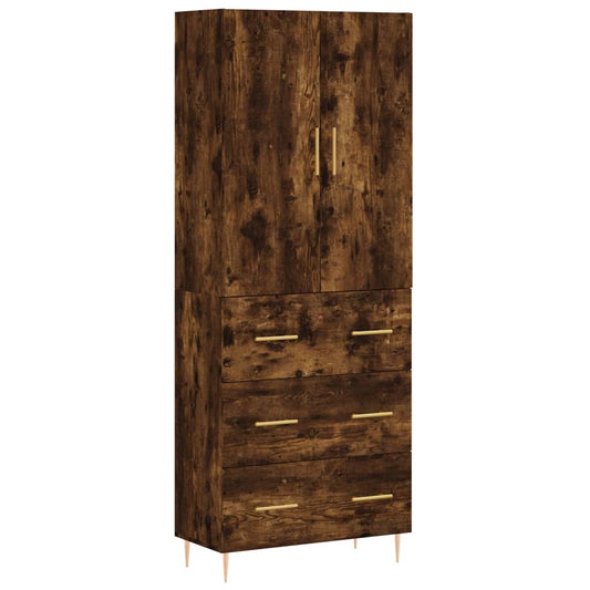 Highboard Räuchereiche 69,5x34x180 cm Holzwerkstoff