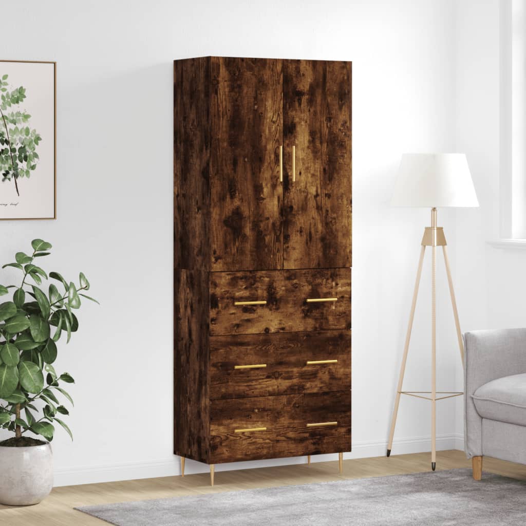 Highboard Räuchereiche 69,5x34x180 cm Holzwerkstoff