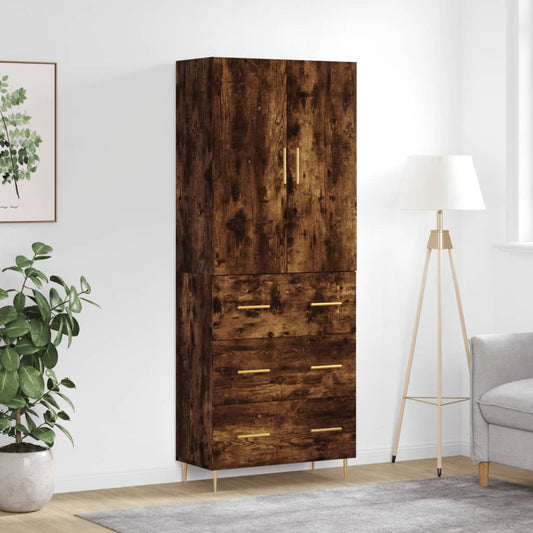 Highboard Räuchereiche 69,5x34x180 cm Holzwerkstoff