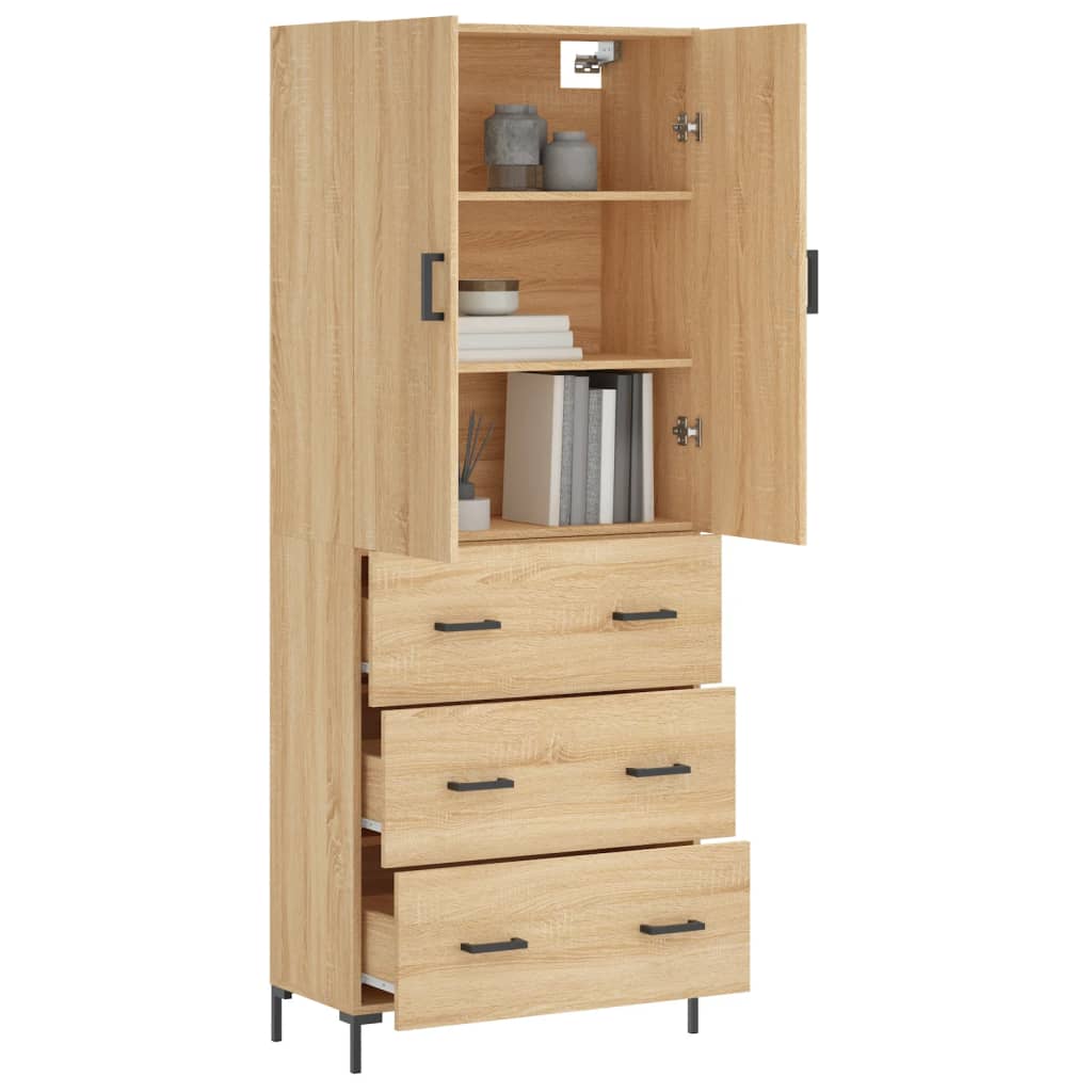 Highboard Sonoma-Eiche 69,5x34x180 cm Holzwerkstoff