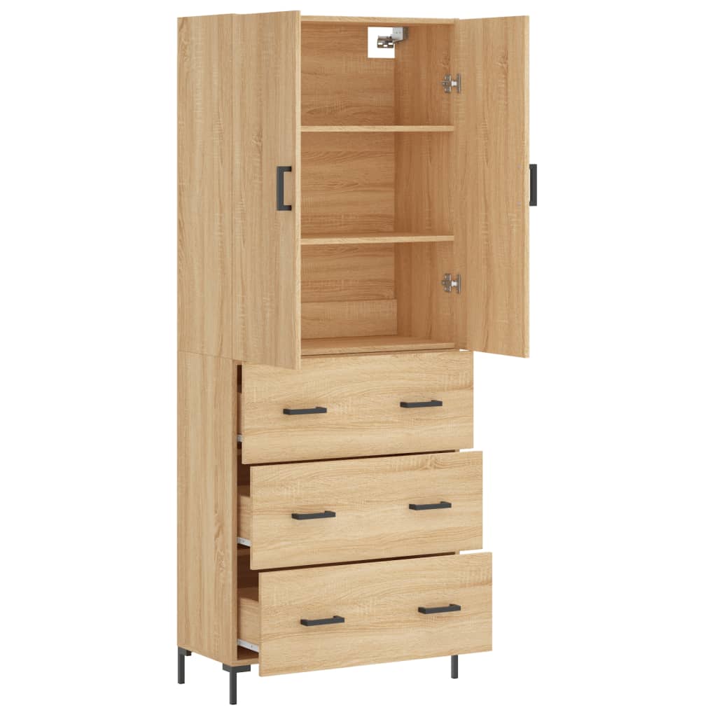 Highboard Sonoma-Eiche 69,5x34x180 cm Holzwerkstoff