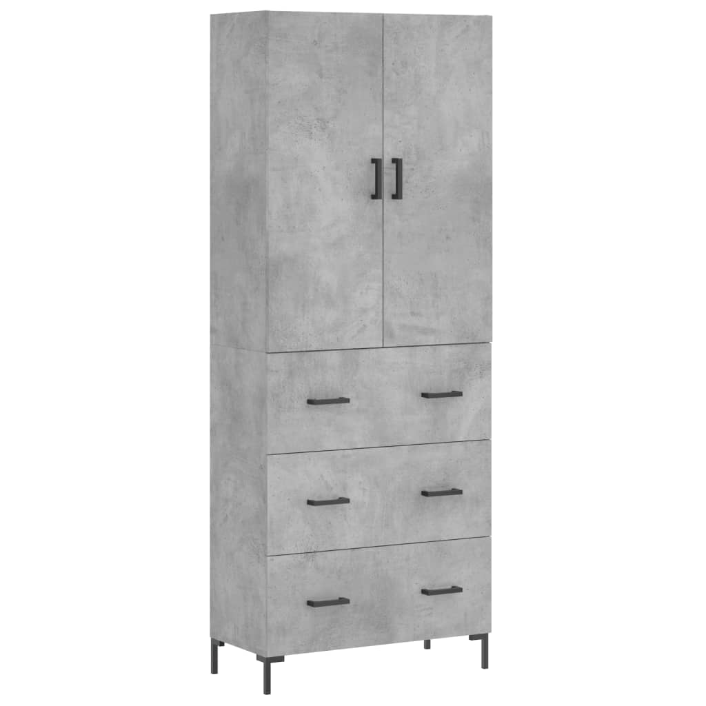 Highboard Betongrau 69,5x34x180 cm Holzwerkstoff