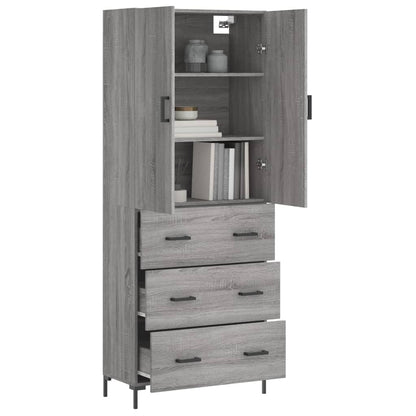 Highboard Grau Sonoma 69,5x34x180 cm Holzwerkstoff