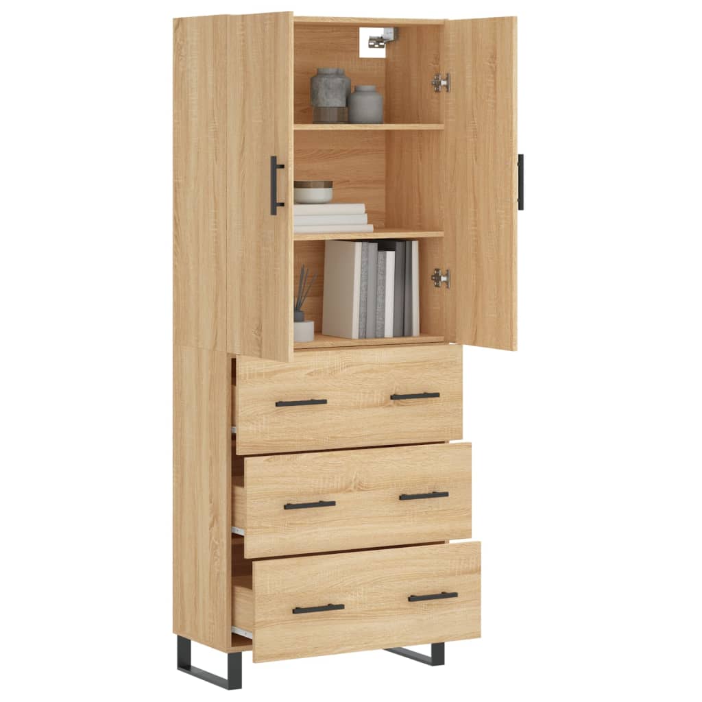 Highboard Sonoma-Eiche 69,5x34x180 cm Holzwerkstoff
