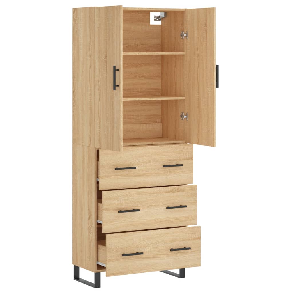 Highboard Sonoma-Eiche 69,5x34x180 cm Holzwerkstoff
