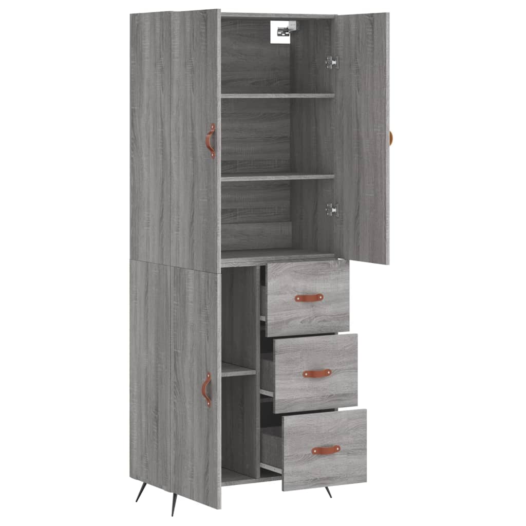 Highboard Grau Sonoma 69,5x34x180 cm Holzwerkstoff