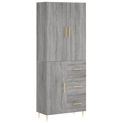 Highboard Grau Sonoma 69,5x34x180 cm Holzwerkstoff