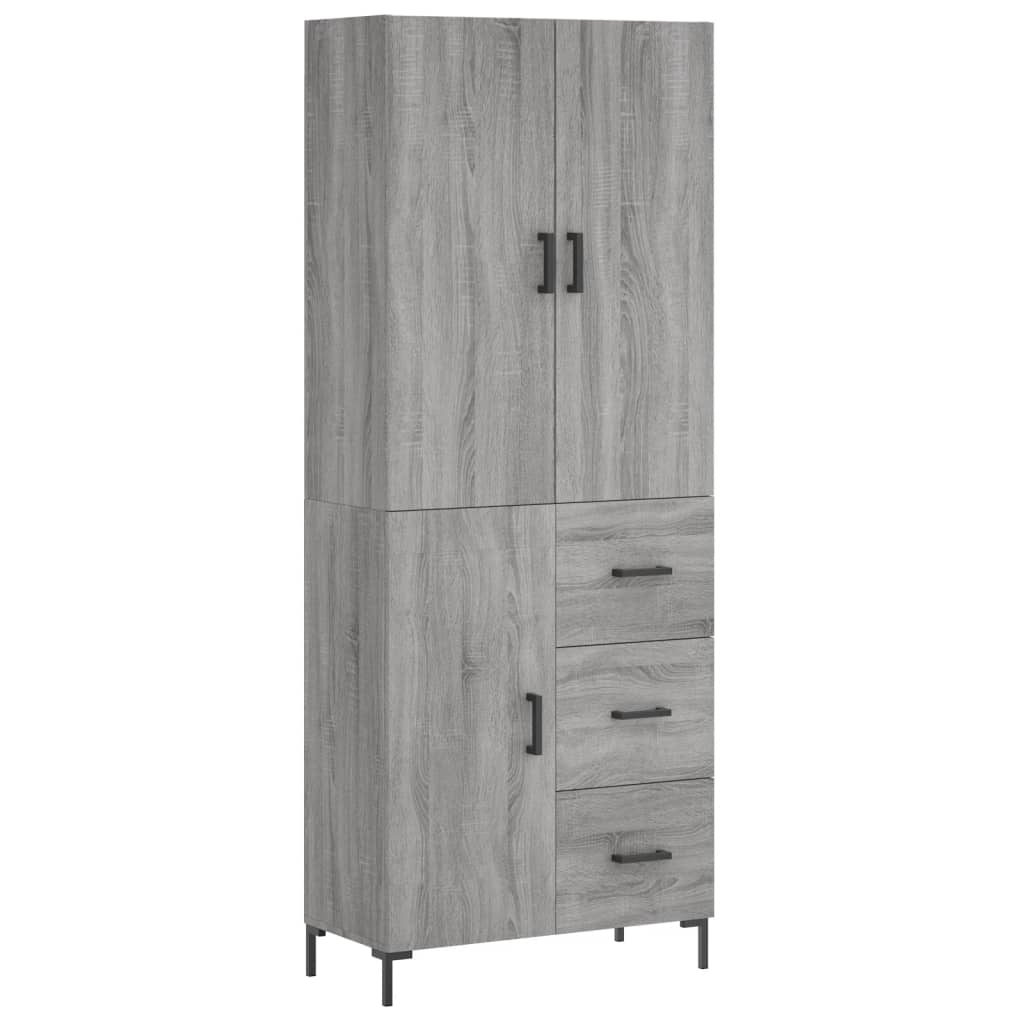 Highboard Grau Sonoma 69,5x34x180 cm Holzwerkstoff