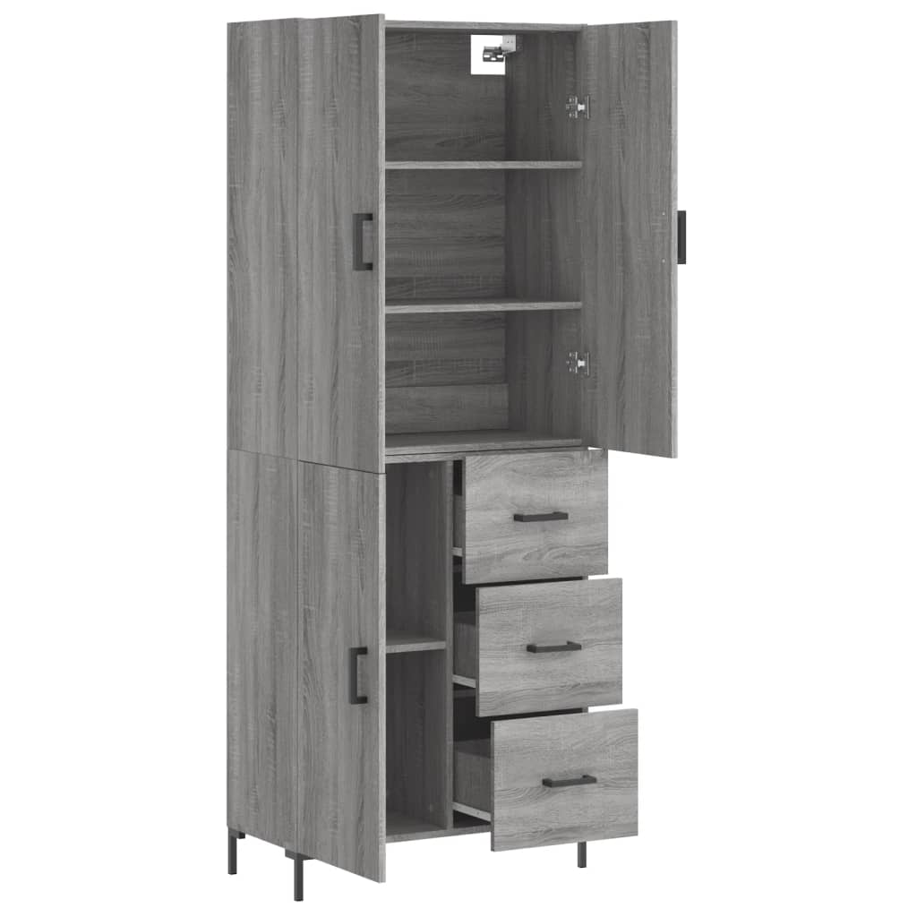 Highboard Grau Sonoma 69,5x34x180 cm Holzwerkstoff