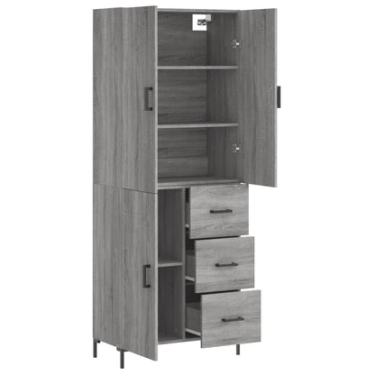 Highboard Grau Sonoma 69,5x34x180 cm Holzwerkstoff