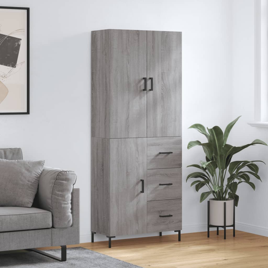 Highboard Grau Sonoma 69,5x34x180 cm Holzwerkstoff