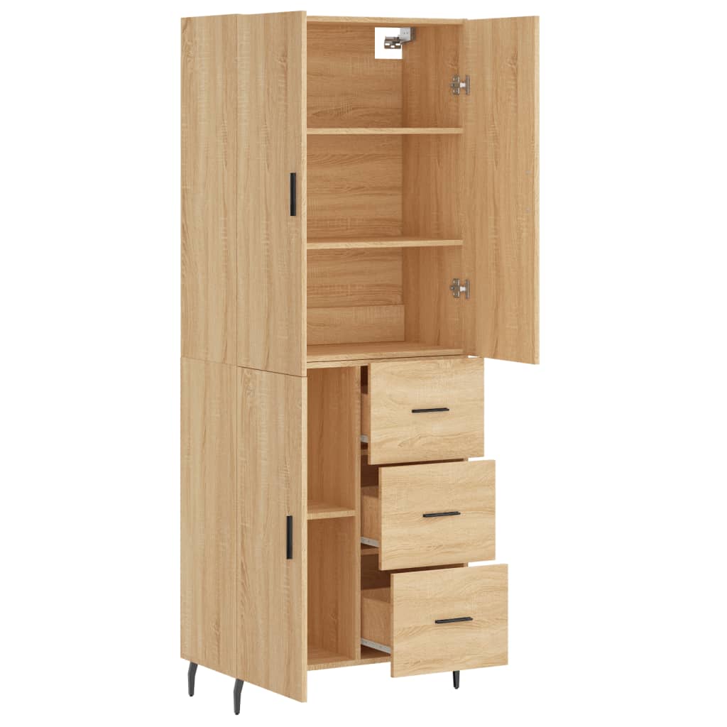 Highboard Sonoma-Eiche 69,5x34x180 cm Holzwerkstoff