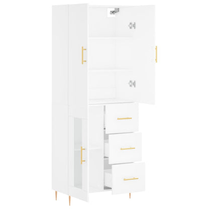 Highboard Weiß 69,5x34x180 cm Holzwerkstoff