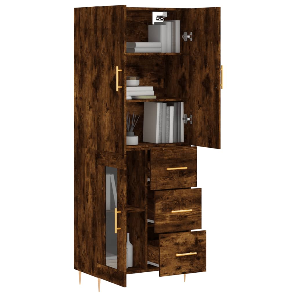 Highboard Räuchereiche 69,5x34x180 cm Holzwerkstoff