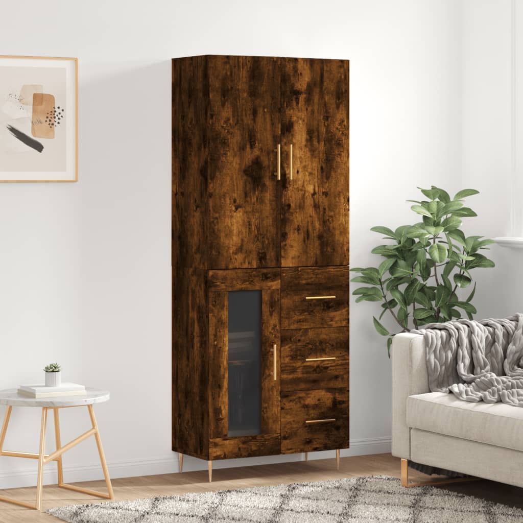 Highboard Räuchereiche 69,5x34x180 cm Holzwerkstoff
