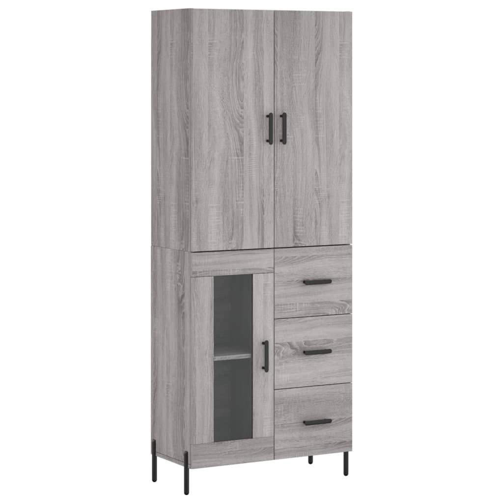 Highboard Grau Sonoma 69,5x34x180 cm Holzwerkstoff
