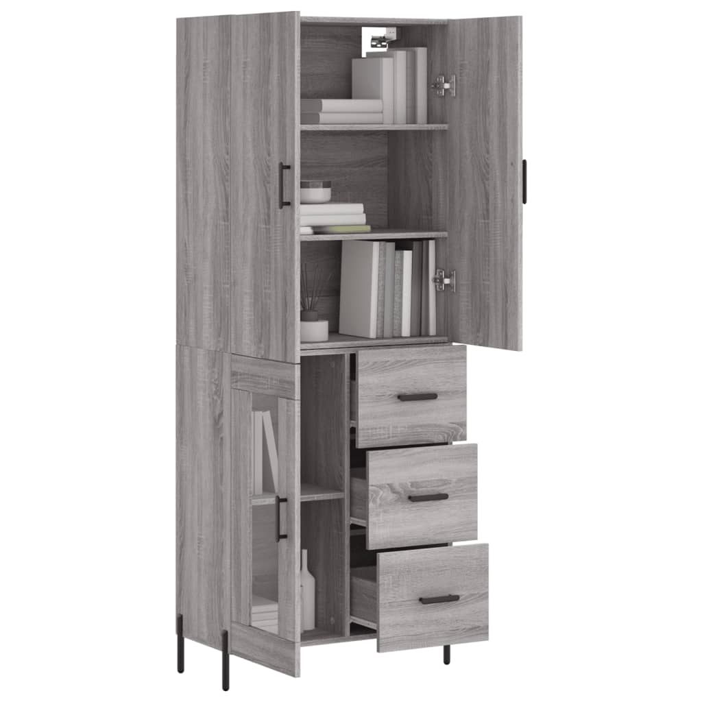 Highboard Grau Sonoma 69,5x34x180 cm Holzwerkstoff