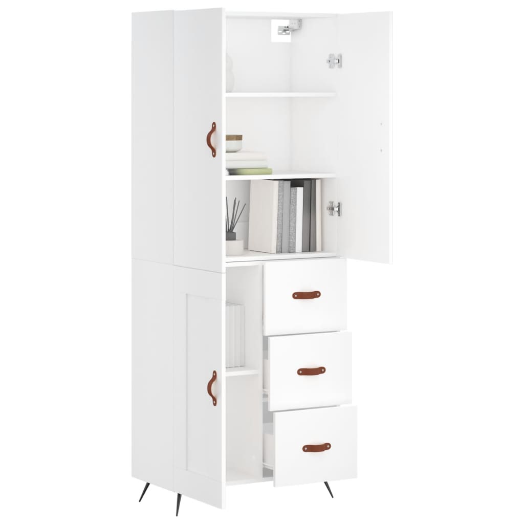 Highboard Weiß 69,5x34x180 cm Holzwerkstoff