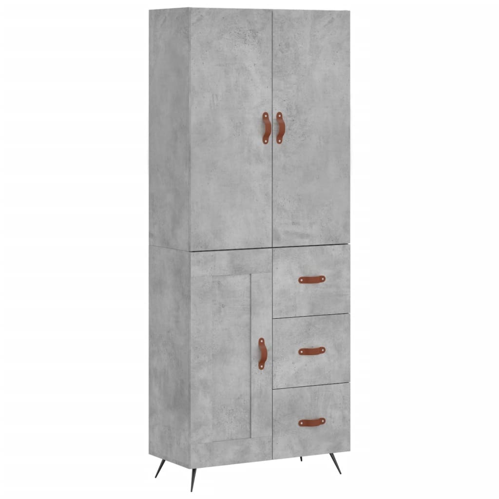 Highboard Betongrau 69,5x34x180 cm Holzwerkstoff