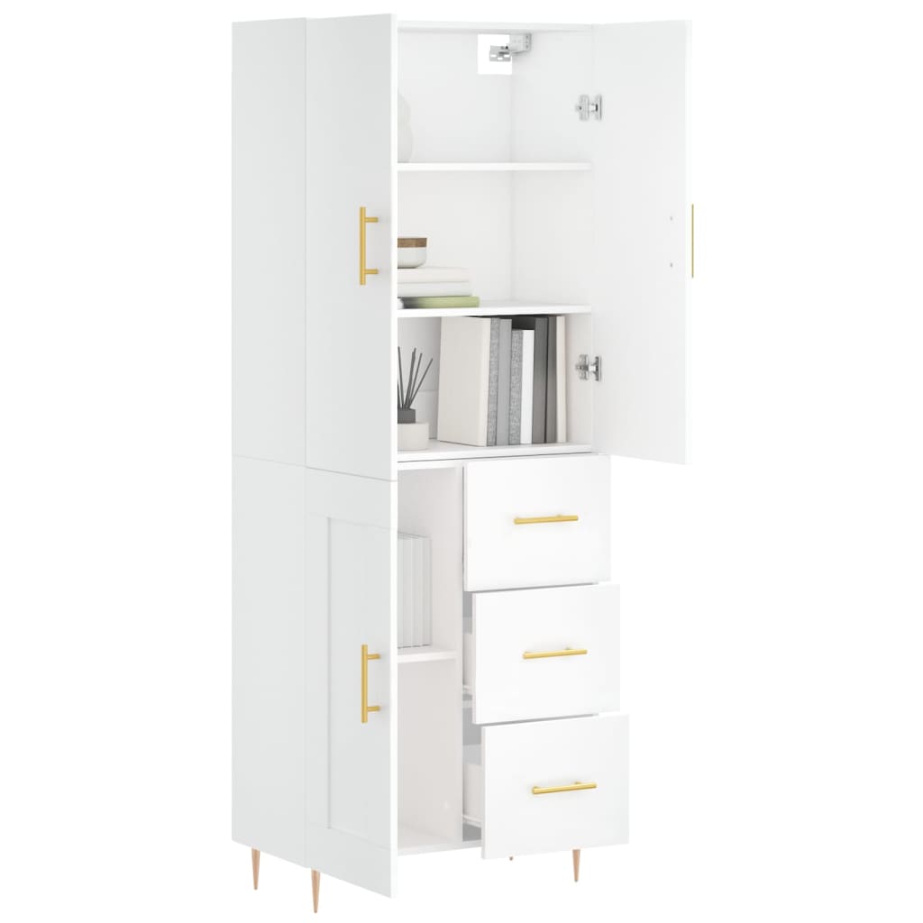 Highboard Weiß 69,5x34x180 cm Holzwerkstoff