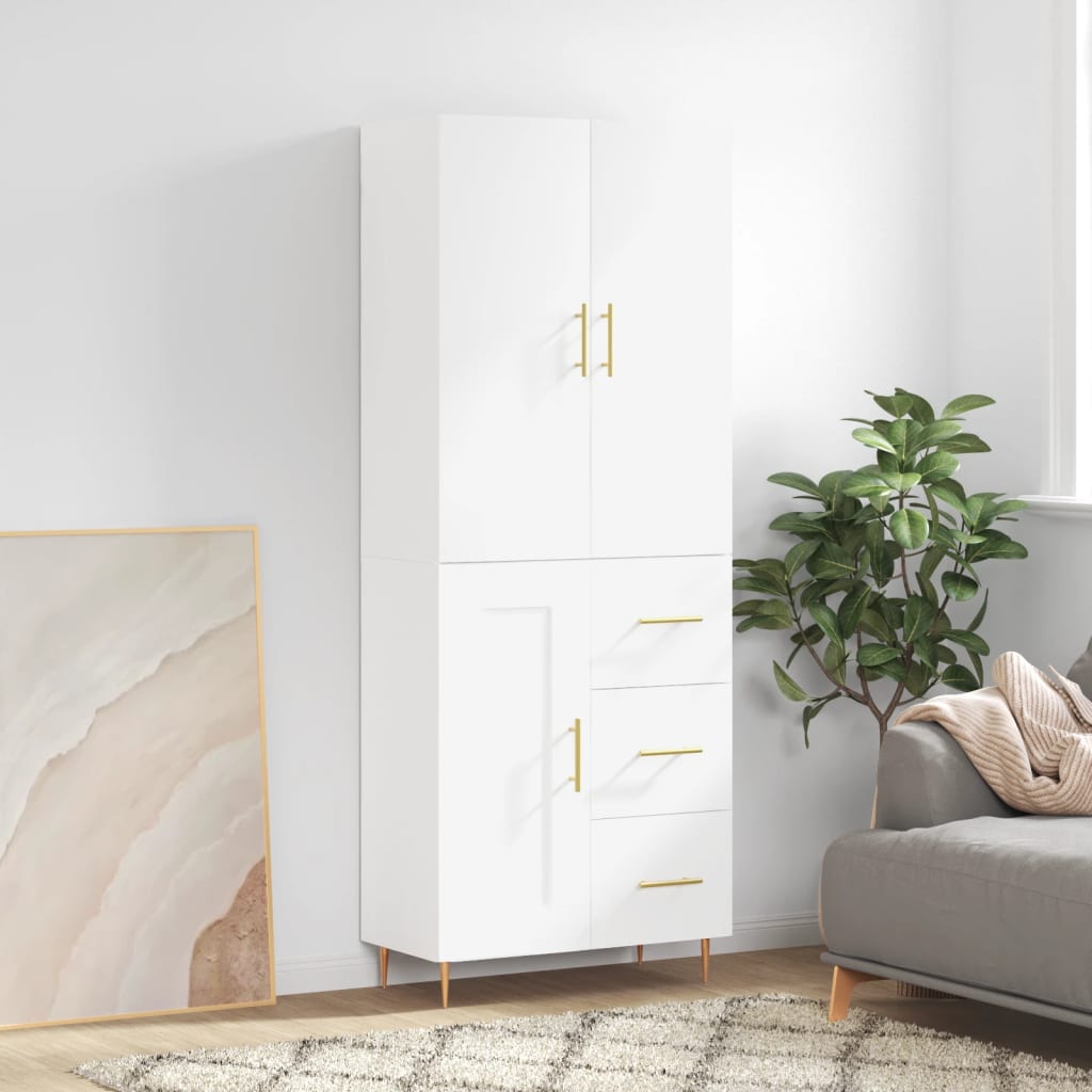 Highboard Weiß 69,5x34x180 cm Holzwerkstoff