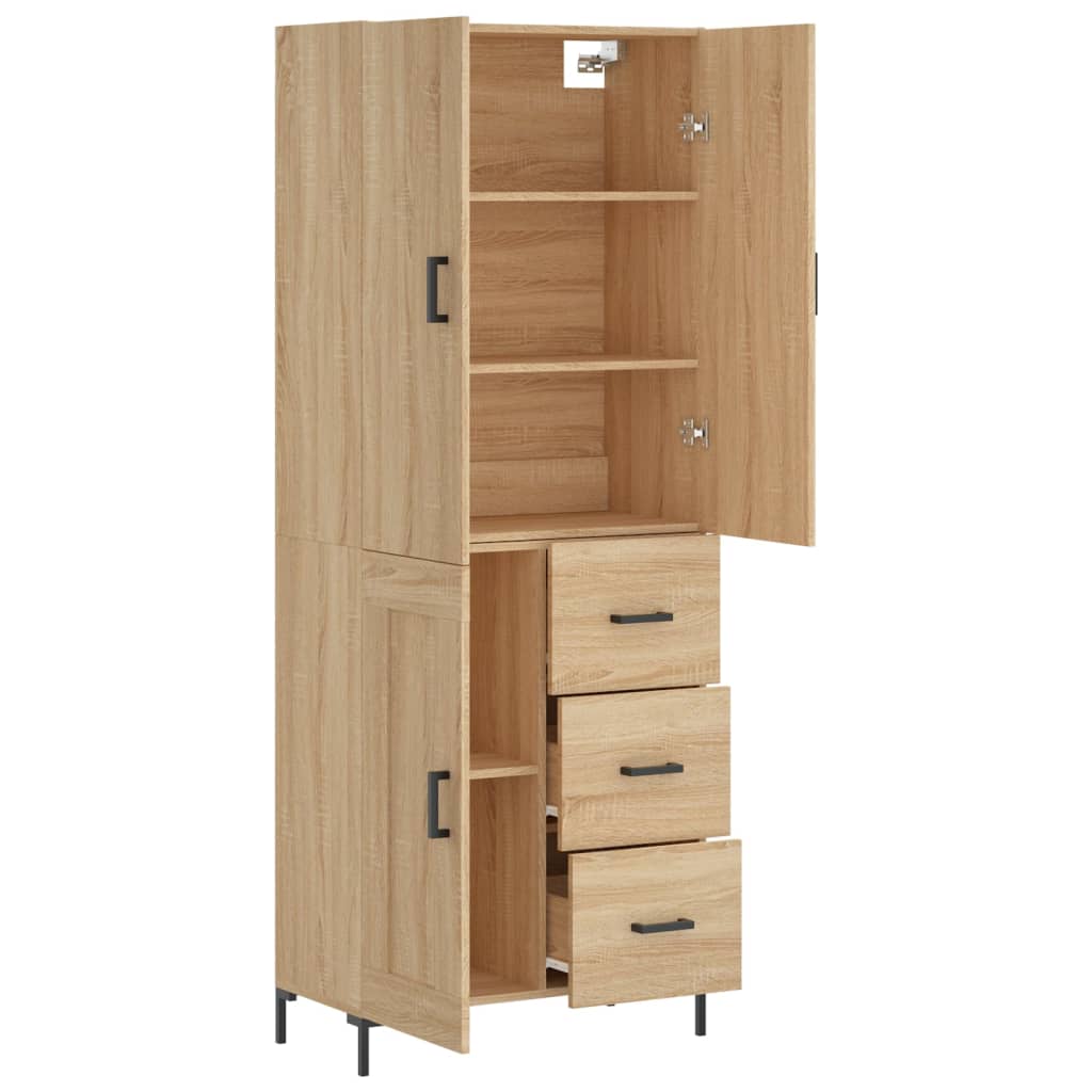 Highboard Sonoma-Eiche 69,5x34x180 cm Holzwerkstoff