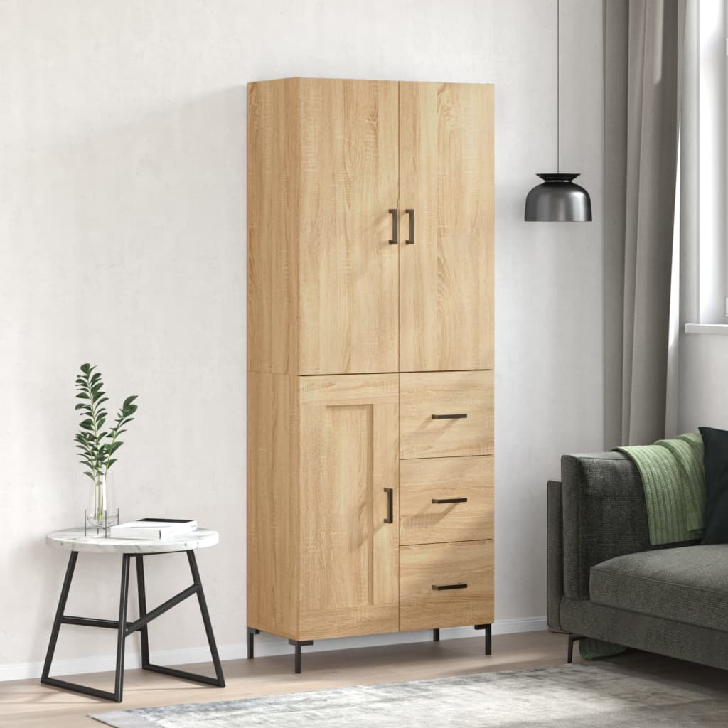 Highboard Sonoma-Eiche 69,5x34x180 cm Holzwerkstoff