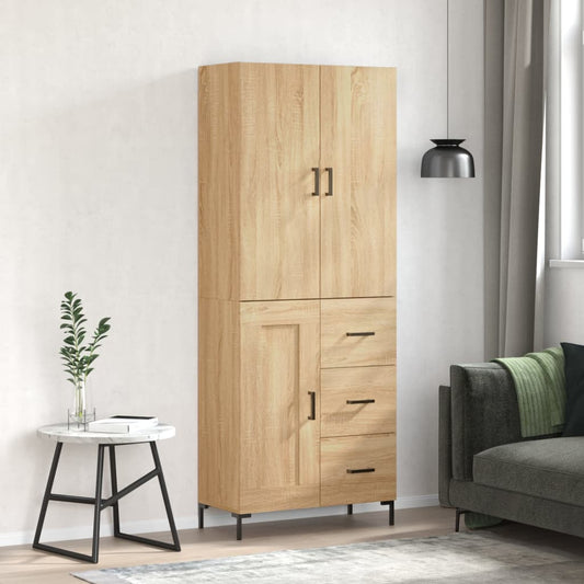 Highboard Sonoma-Eiche 69,5x34x180 cm Holzwerkstoff
