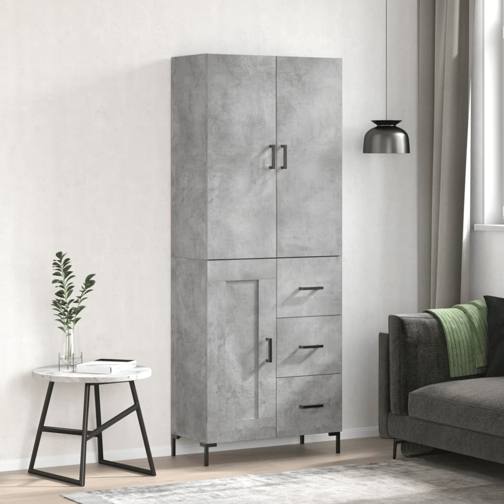 Highboard Betongrau 69,5x34x180 cm Holzwerkstoff