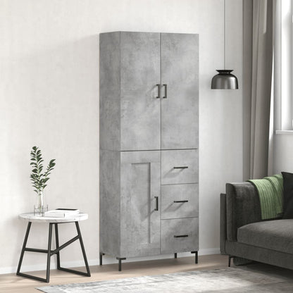 Highboard Betongrau 69,5x34x180 cm Holzwerkstoff