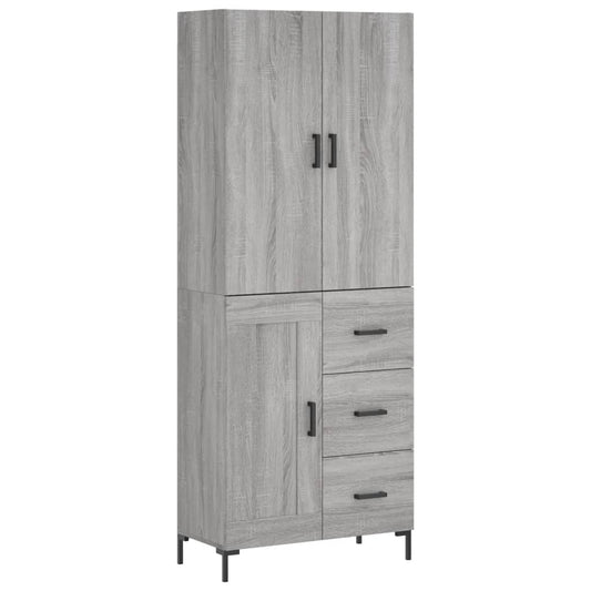 Highboard Grau Sonoma 69,5x34x180 cm Holzwerkstoff