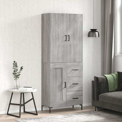 Highboard Grau Sonoma 69,5x34x180 cm Holzwerkstoff