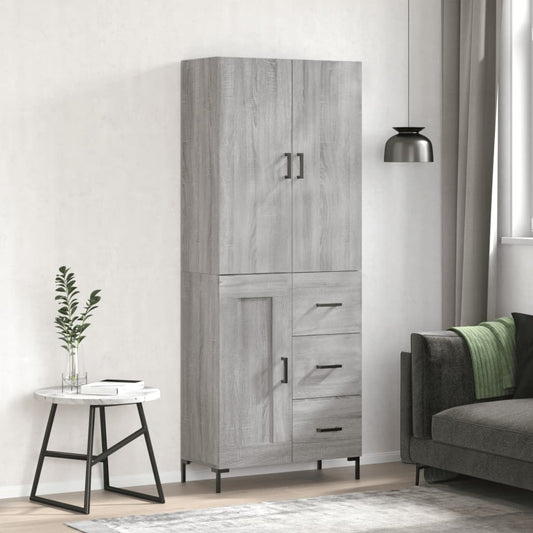 Highboard Grau Sonoma 69,5x34x180 cm Holzwerkstoff