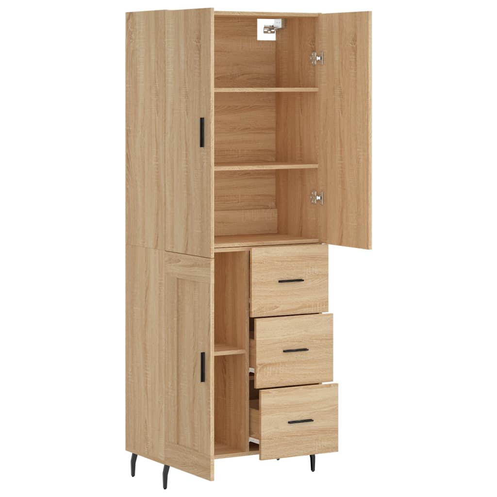 Highboard Sonoma-Eiche 69,5x34x180 cm Holzwerkstoff